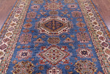 Blue Super Kazak Hand Knotted Wool Rug - 5' 8" X 7' 10" - Golden Nile