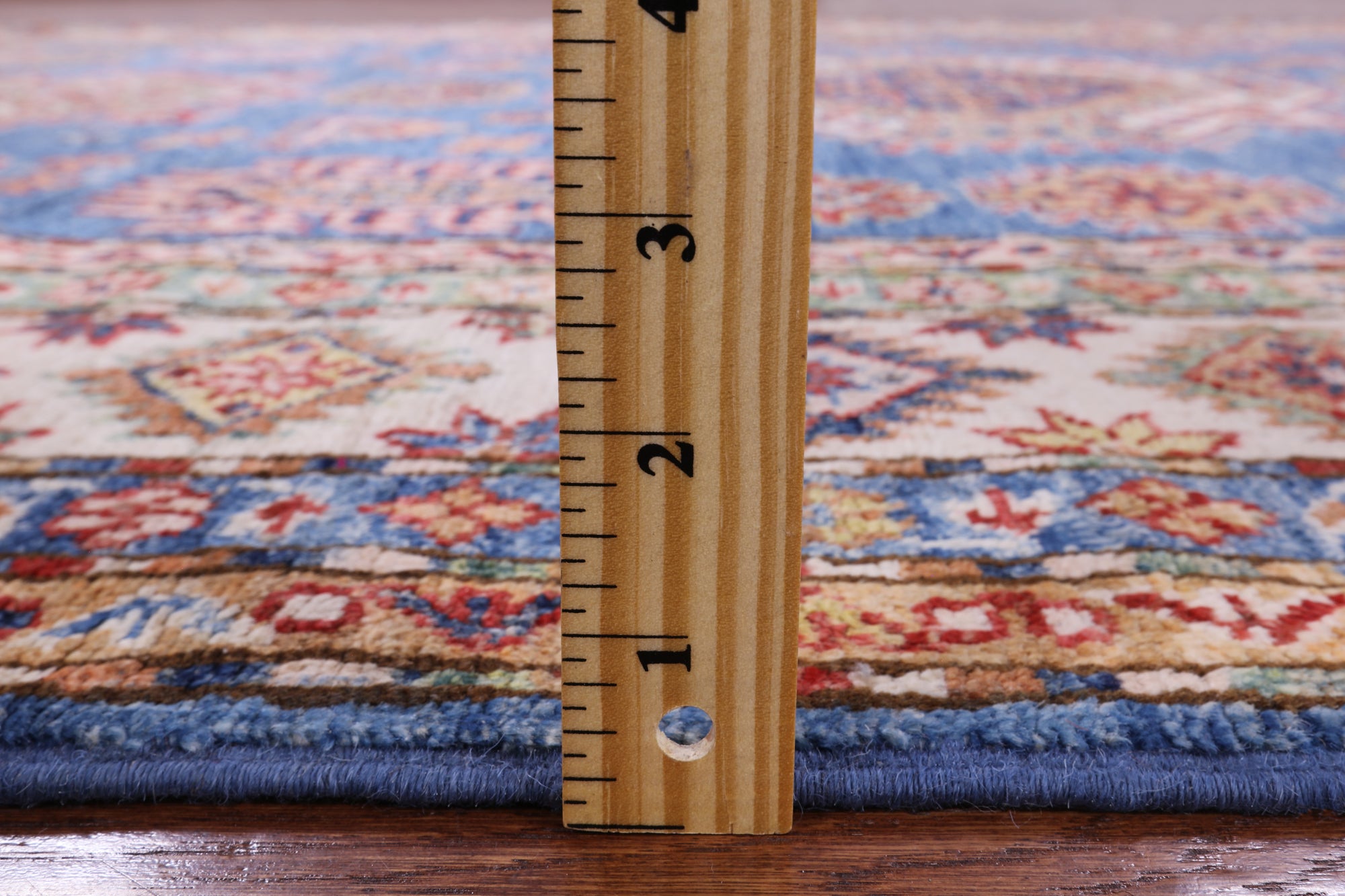Blue Super Kazak Hand Knotted Wool Rug - 5' 8" X 7' 10" - Golden Nile
