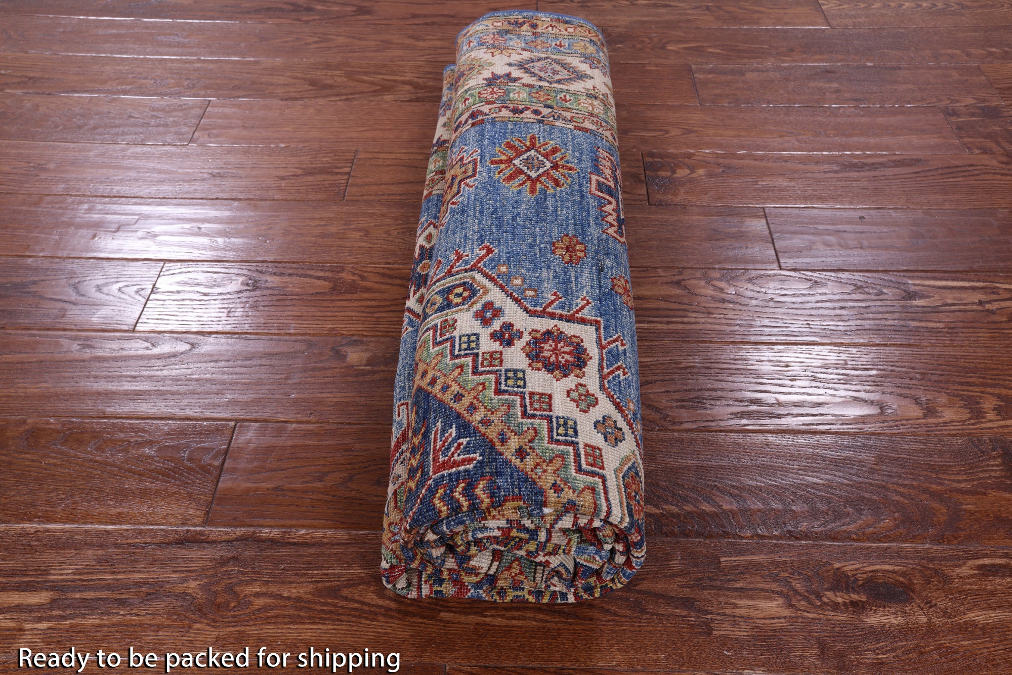Blue Super Kazak Hand Knotted Wool Rug - 5' 8" X 7' 10" - Golden Nile
