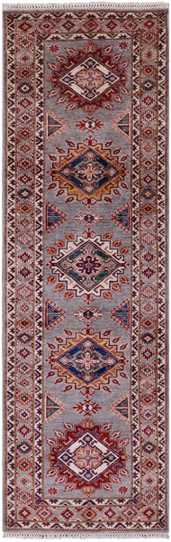 Super Kazak Hand Knotted Wool Runner Rug - 2' 8" X 8' 7" - Golden Nile
