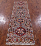 Super Kazak Hand Knotted Wool Runner Rug - 2' 8" X 8' 7" - Golden Nile
