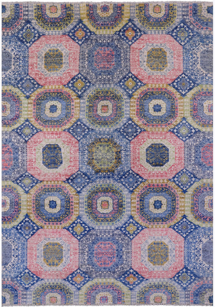 Geometric Persian Mamluk Hand Knotted Wool Rug - 5' 7" X 7' 9" - Golden Nile