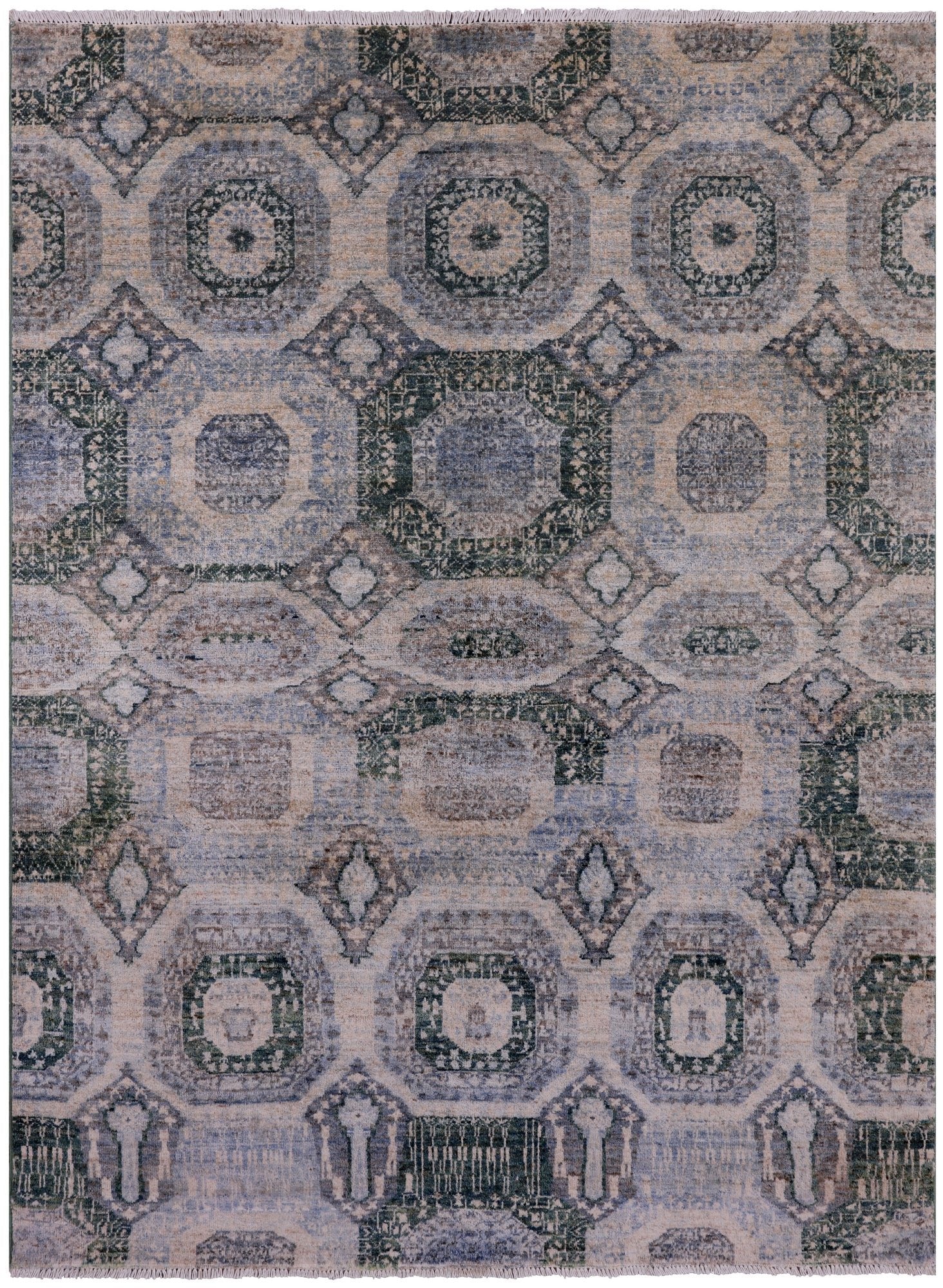 Geometric Persian Mamluk Handmade Wool Rug - 4' 10" X 6' 8" - Golden Nile