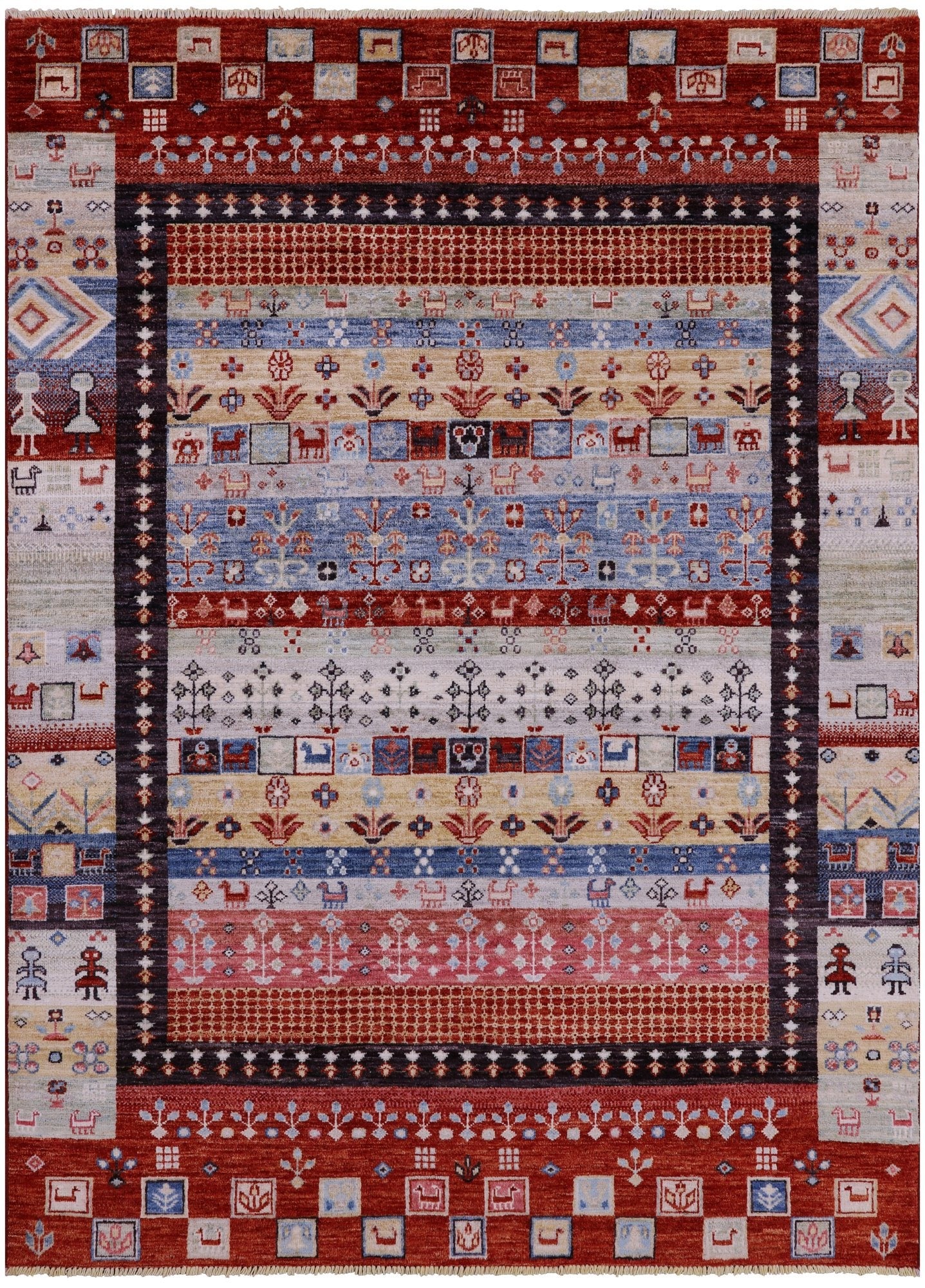 Tribal Persian Gabbeh Hand Knotted Wool Rug - 5' 0" X 6' 9" - Golden Nile