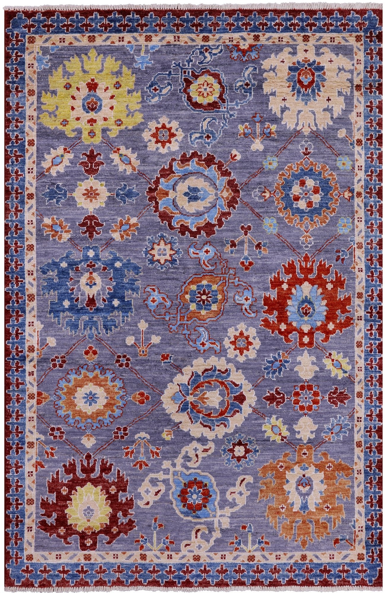 Grey Persian Fine Serapi Hand Knotted Wool Rug - 3' 10" X 5' 10" - Golden Nile