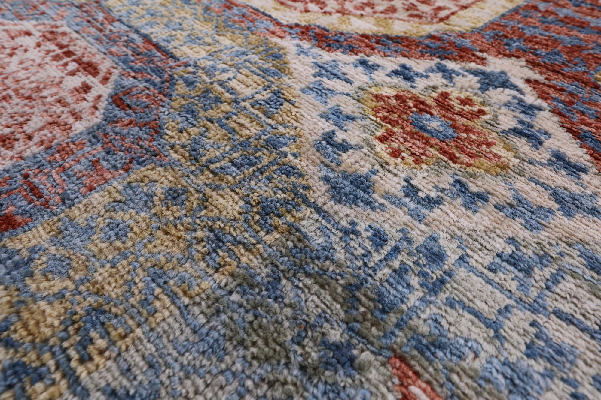 Geometric Persian Mamluk Hand Knotted Wool Runner Rug - 2' 8" X 9' 9" - Golden Nile