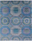 Geometric Persian Mamluk Hand Knotted Wool Rug - 7' 10" X 9' 8" - Golden Nile