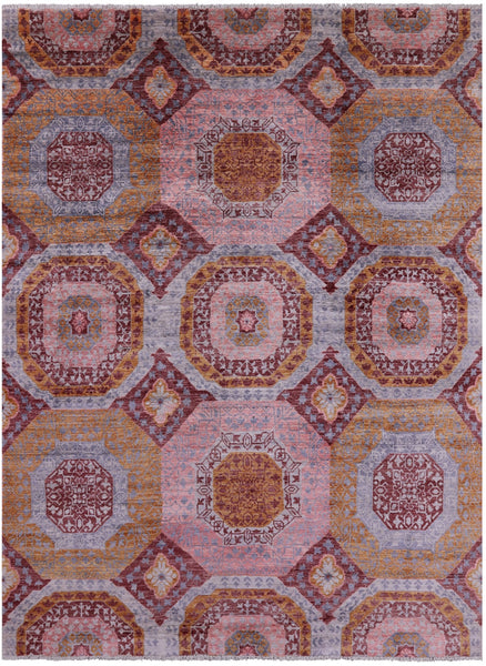 Geometric Persian Mamluk Hand Knotted Wool Rug - 8' 0" X 10' 7" - Golden Nile