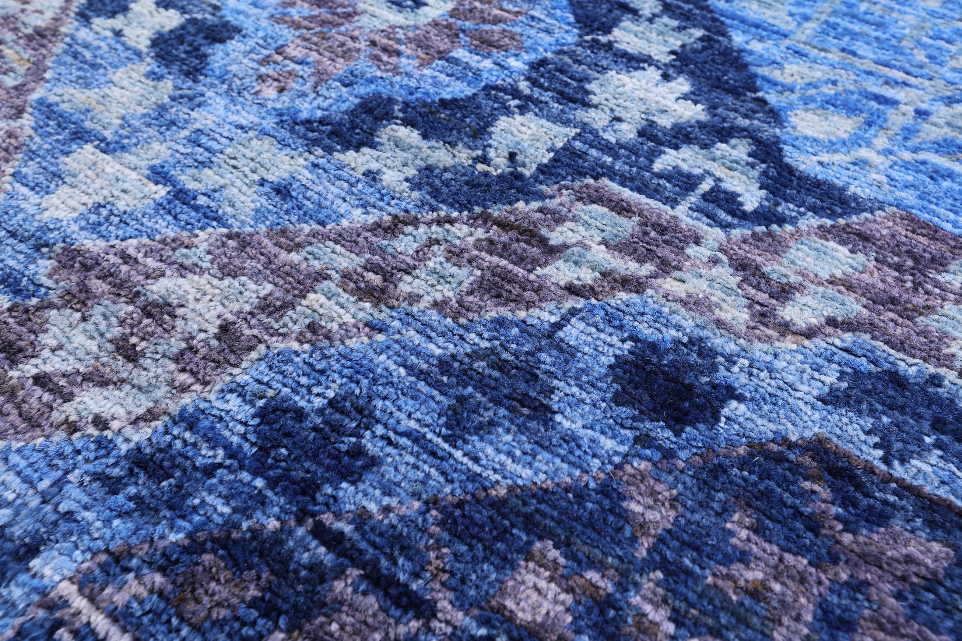 Blue Geometric Persian Mamluk Hand Knotted Wool Rug - 4' 11" X 6' 5" - Golden Nile