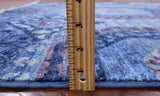 Blue Geometric Persian Mamluk Hand Knotted Wool Rug - 4' 11" X 6' 5" - Golden Nile