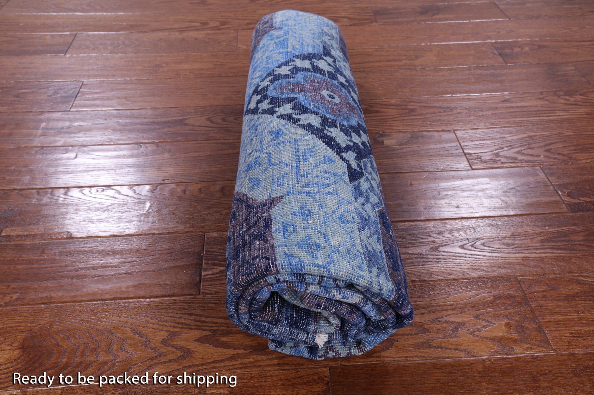 Blue Geometric Persian Mamluk Hand Knotted Wool Rug - 4' 11" X 6' 5" - Golden Nile