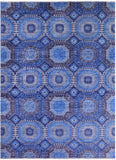 Blue Geometric Persian Mamluk Handmade Wool Rug - 8' 11" X 12' 3" - Golden Nile