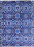 Blue Geometric Persian Mamluk Handmade Wool Rug - 8' 11" X 12' 3" - Golden Nile