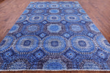 Blue Geometric Persian Mamluk Handmade Wool Rug - 8' 11" X 12' 3" - Golden Nile