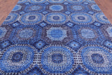 Blue Geometric Persian Mamluk Handmade Wool Rug - 8' 11" X 12' 3" - Golden Nile