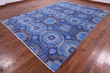 Blue Geometric Persian Mamluk Handmade Wool Rug - 8' 11" X 12' 3" - Golden Nile