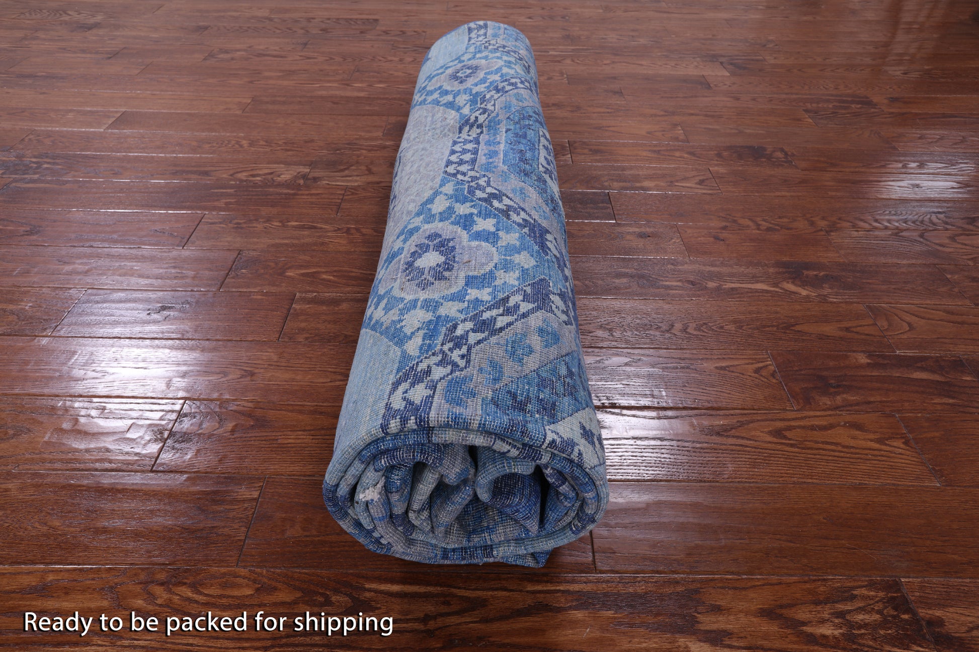 Blue Geometric Persian Mamluk Hand Knotted Wool Rug - 8' 10" X 12' 3" - Golden Nile