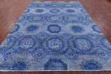 Blue Geometric Persian Mamluk Hand Knotted Wool Rug - 8' 10" X 12' 3" - Golden Nile