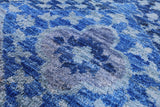 Blue Geometric Persian Mamluk Hand Knotted Wool Rug - 8' 10" X 12' 3" - Golden Nile