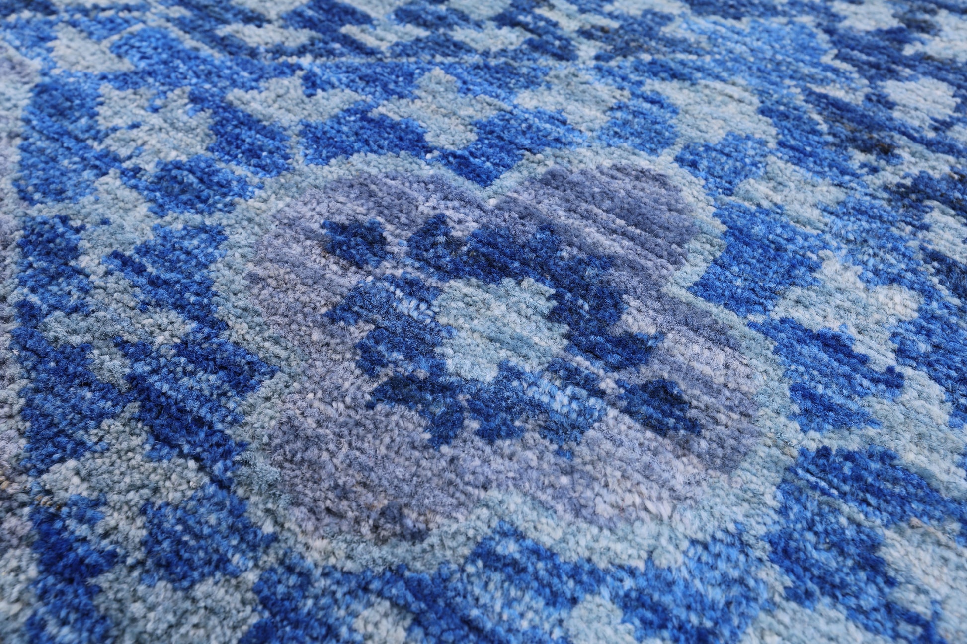 Blue Geometric Persian Mamluk Hand Knotted Wool Rug - 8' 10" X 12' 3" - Golden Nile