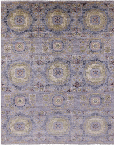 Geometric Persian Mamluk Handmade Wool Rug - 8' 0" X 9' 10" - Golden Nile