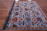 Blue Square Persian Fine Serapi Hand Knotted Wool Rug - 8' 9" X 8' 11" - Golden Nile