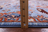Blue Square Persian Fine Serapi Hand Knotted Wool Rug - 8' 9" X 8' 11" - Golden Nile
