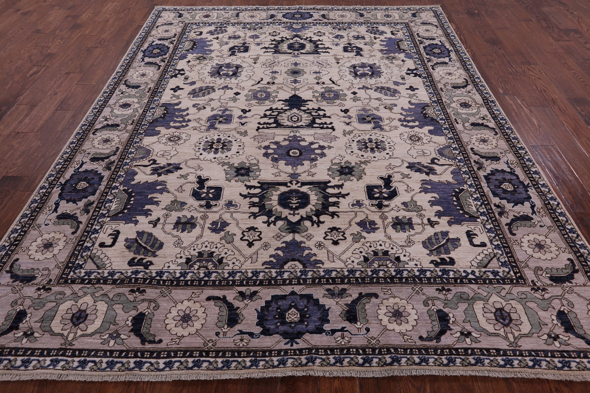 Ivory Persian Fine Serapi Handmade Wool Rug - 8' 0" X 9' 10" - Golden Nile