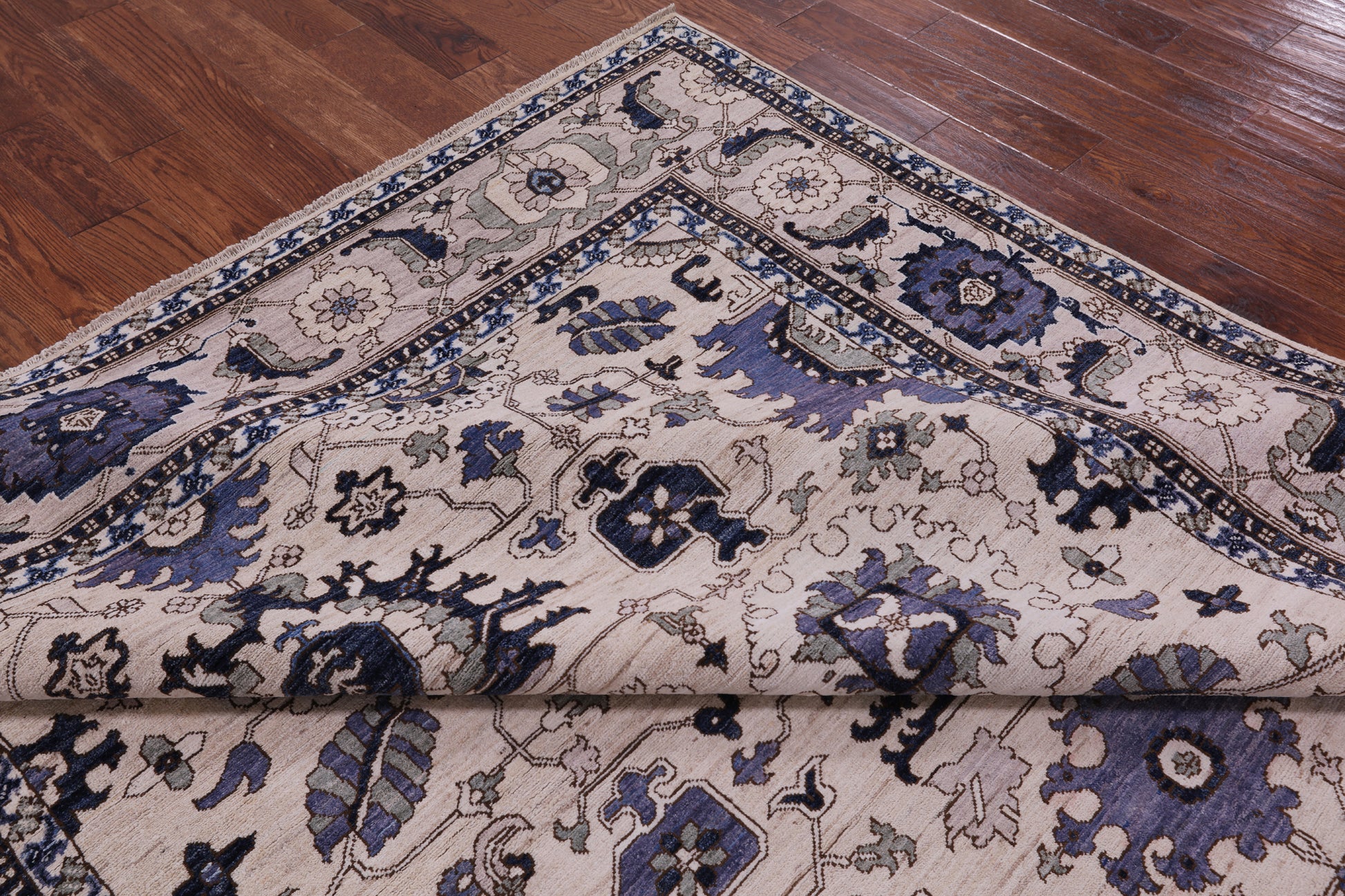 Ivory Persian Fine Serapi Handmade Wool Rug - 8' 0" X 9' 10" - Golden Nile