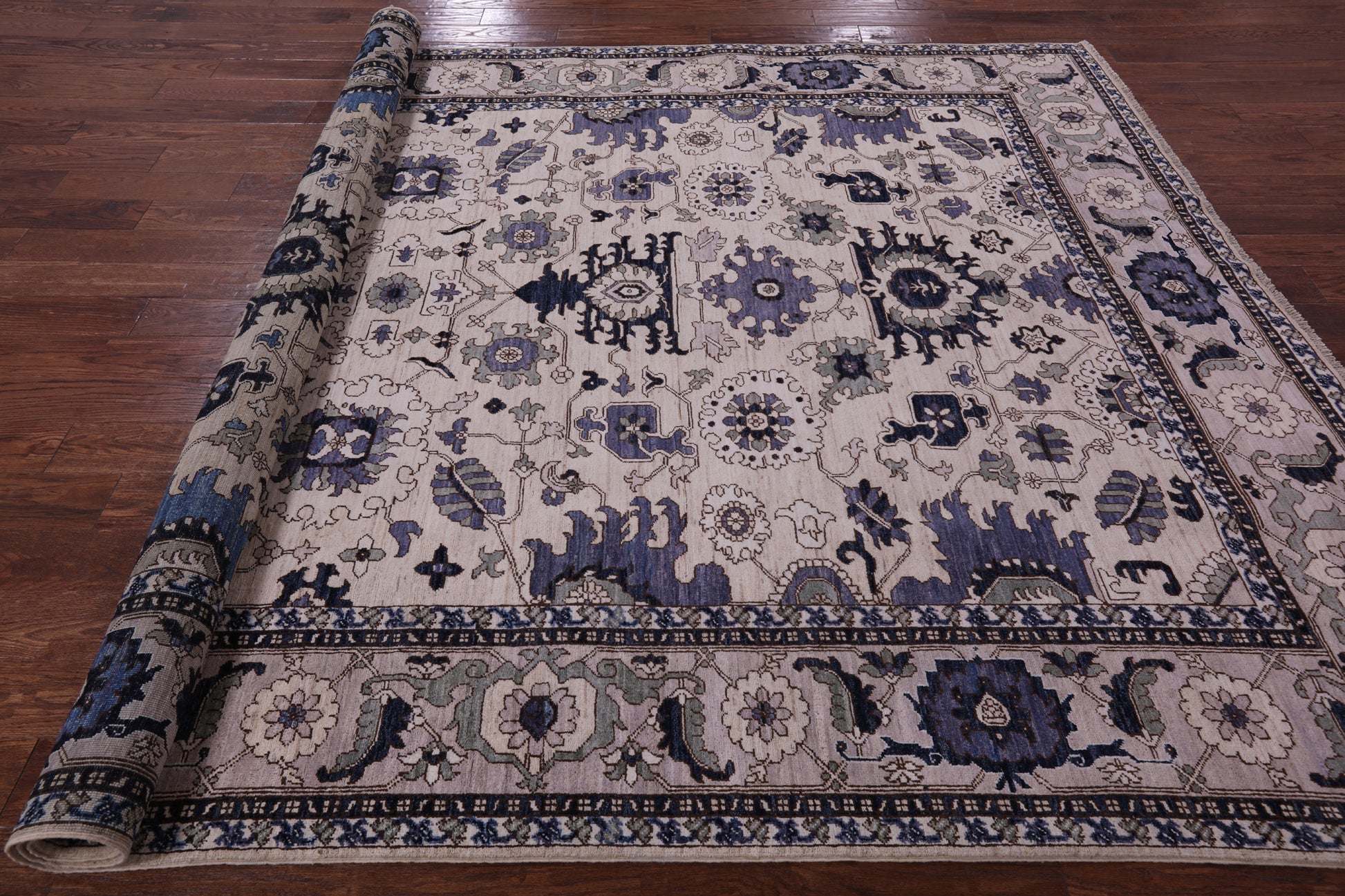 Ivory Persian Fine Serapi Handmade Wool Rug - 8' 0" X 9' 10" - Golden Nile