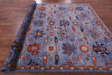 Blue Persian Fine Serapi Handmade Wool Rug - 8' 10" X 12' 0" - Golden Nile