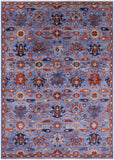 Blue Persian Fine Serapi Handmade Wool Rug - 8' 10" X 12' 0" - Golden Nile
