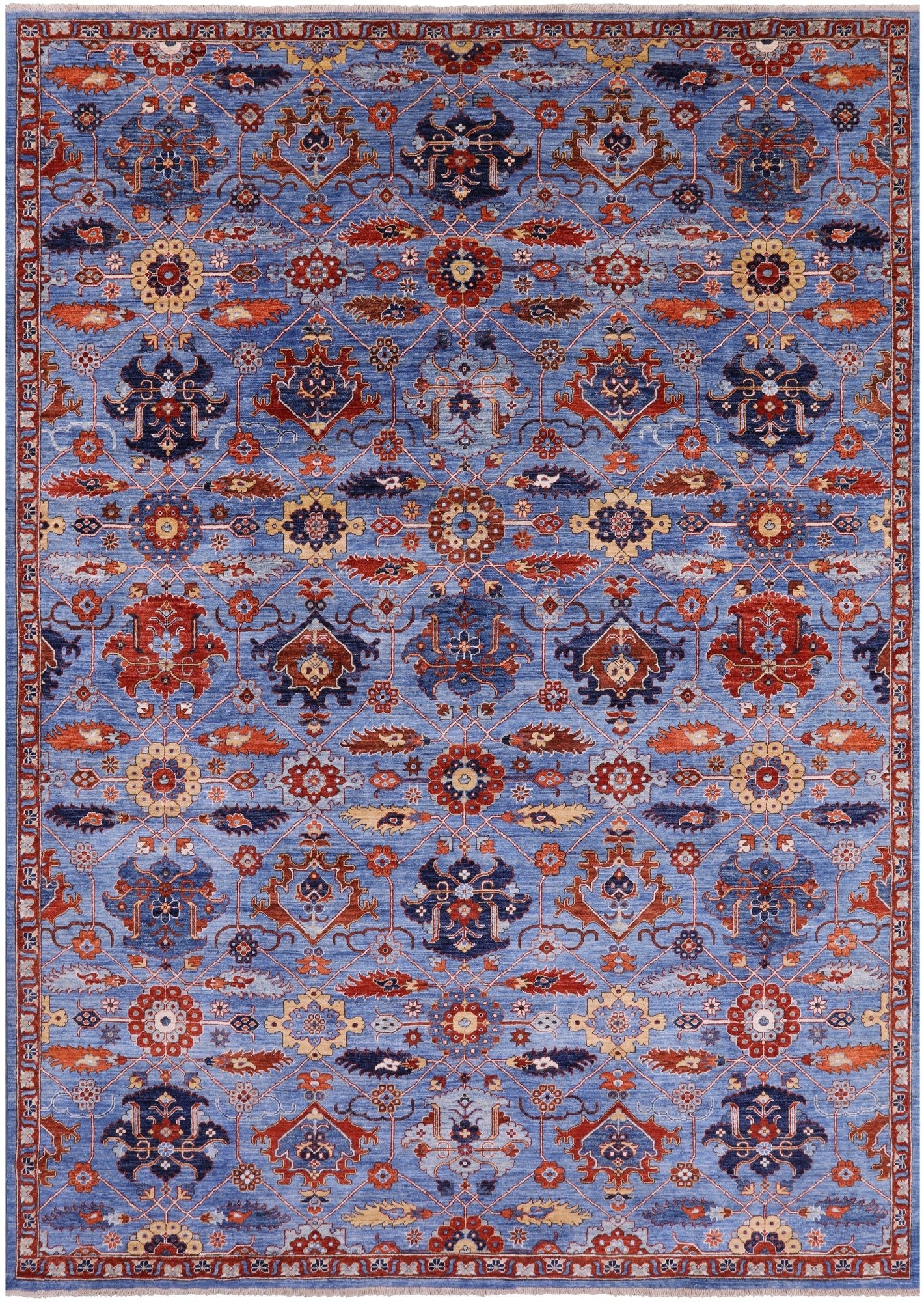Blue Persian Fine Serapi Handmade Wool Rug - 8' 10" X 12' 0" - Golden Nile