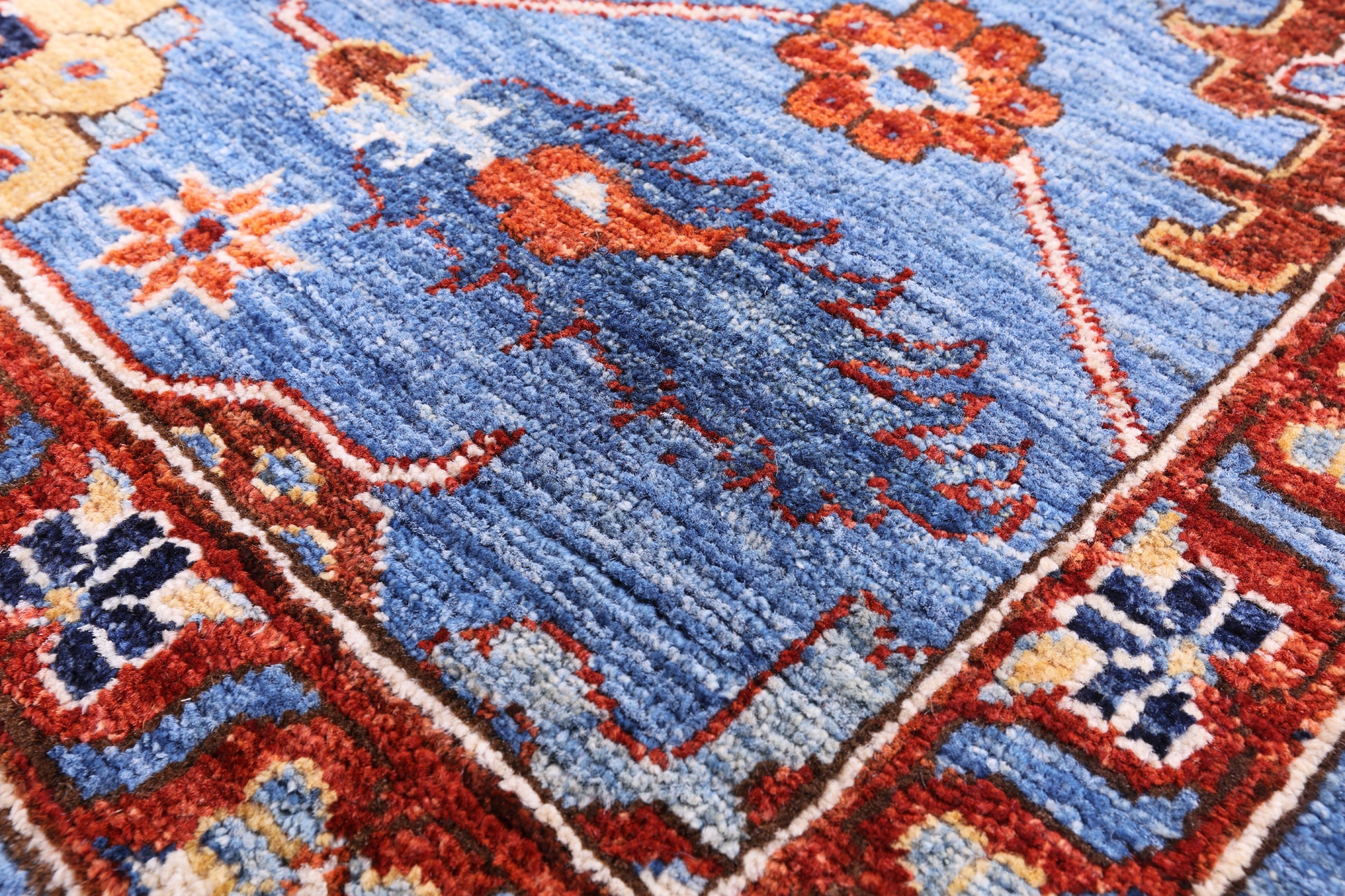 Blue Persian Fine Serapi Handmade Wool Rug - 8' 10" X 12' 0" - Golden Nile