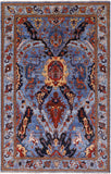 Blue Persian Fine Serapi Hand Knotted Wool Rug - 6' 1" X 9' 1" - Golden Nile