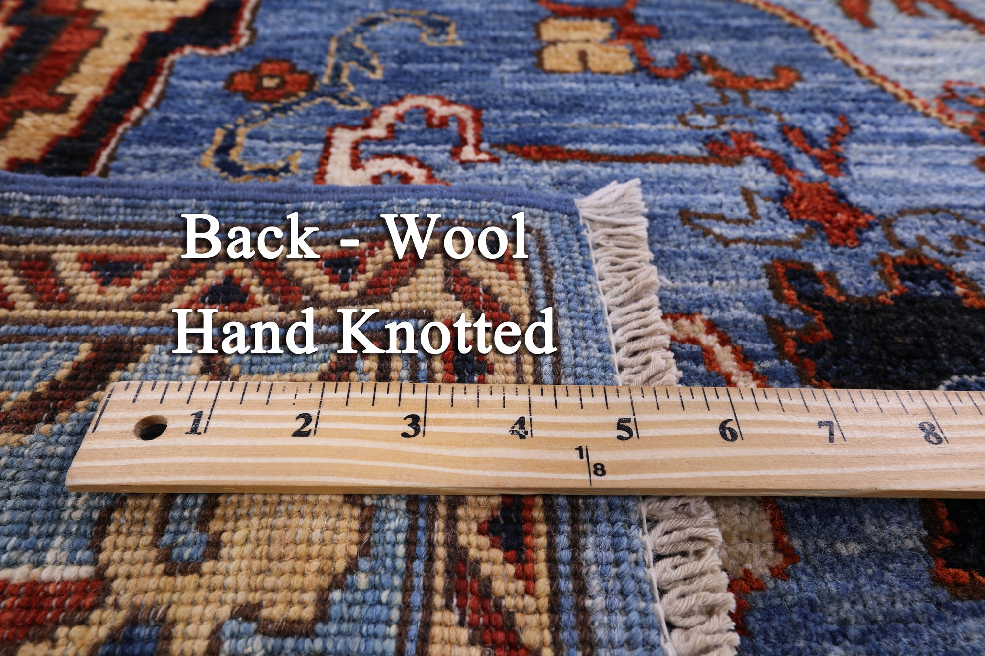 Blue Persian Fine Serapi Hand Knotted Wool Rug - 6' 1" X 9' 1" - Golden Nile