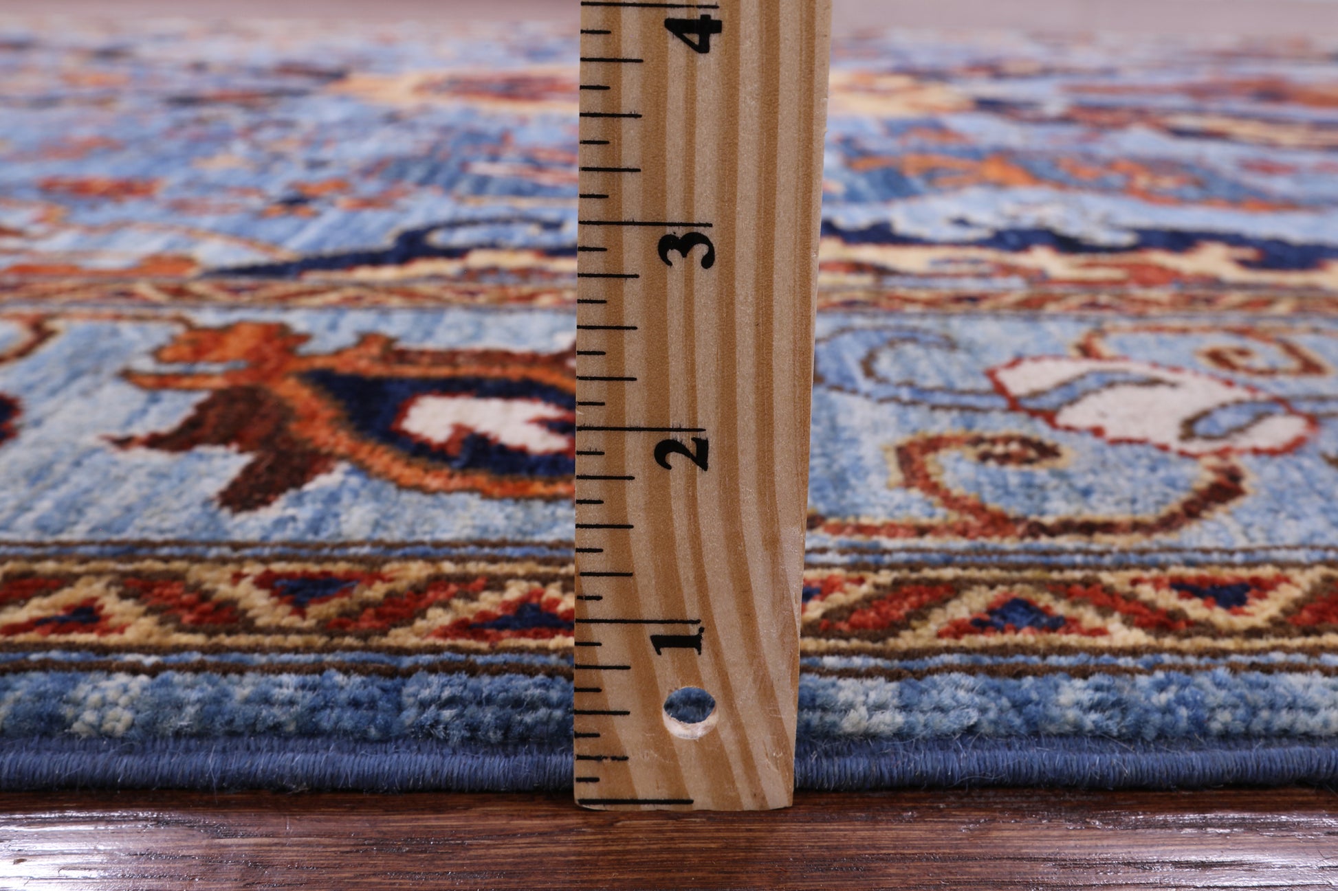 Blue Persian Fine Serapi Hand Knotted Wool Rug - 6' 1" X 9' 1" - Golden Nile
