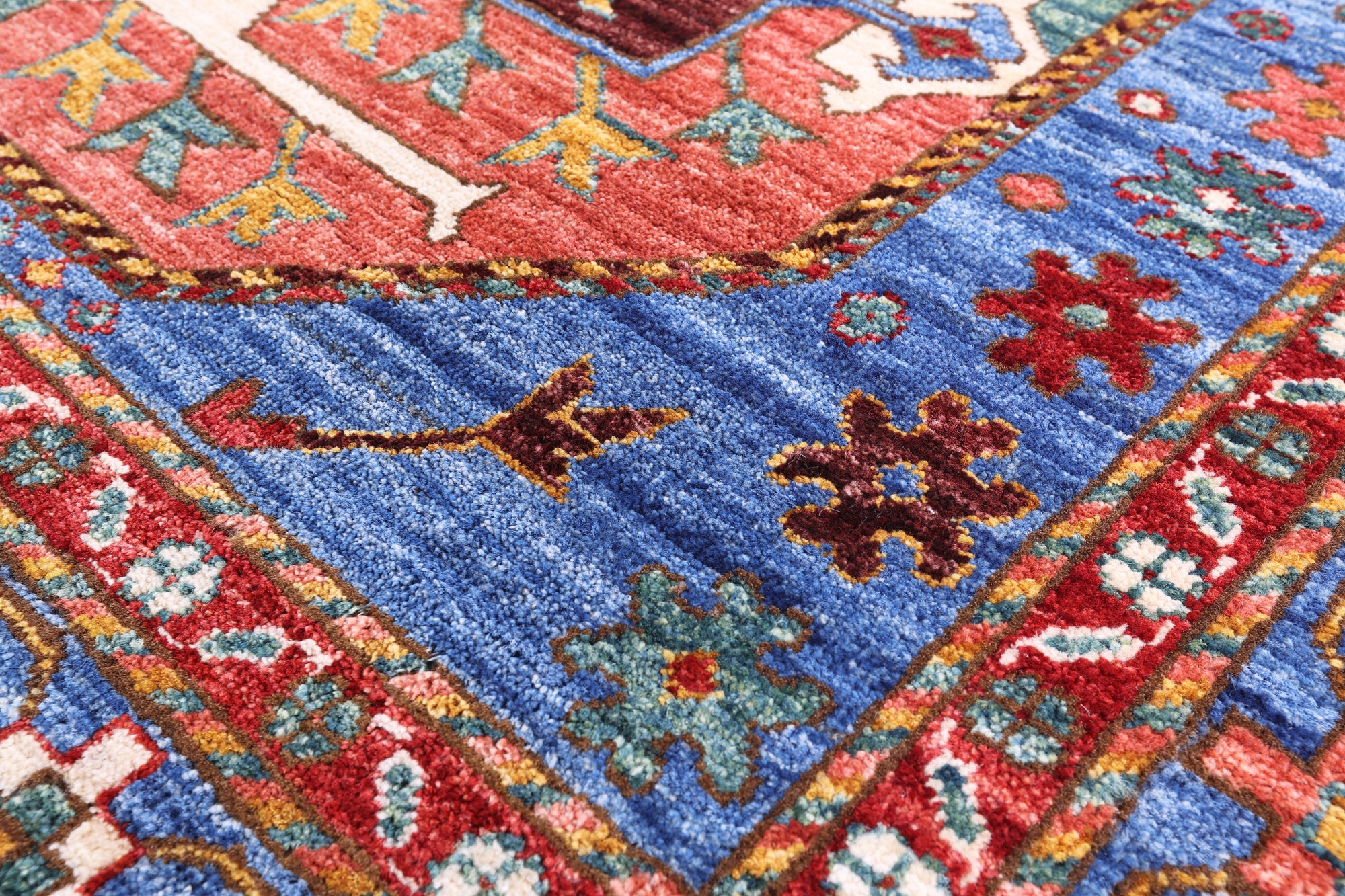 Blue Turkmen Ersari Handmade Wool Rug - 6' 1" X 9' 0" - Golden Nile