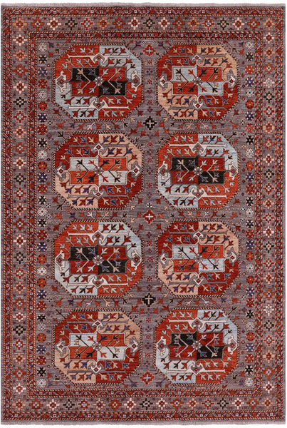 Turkmen Ersari Hand Knotted Wool Rug - 6' 2" X 8' 11" - Golden Nile