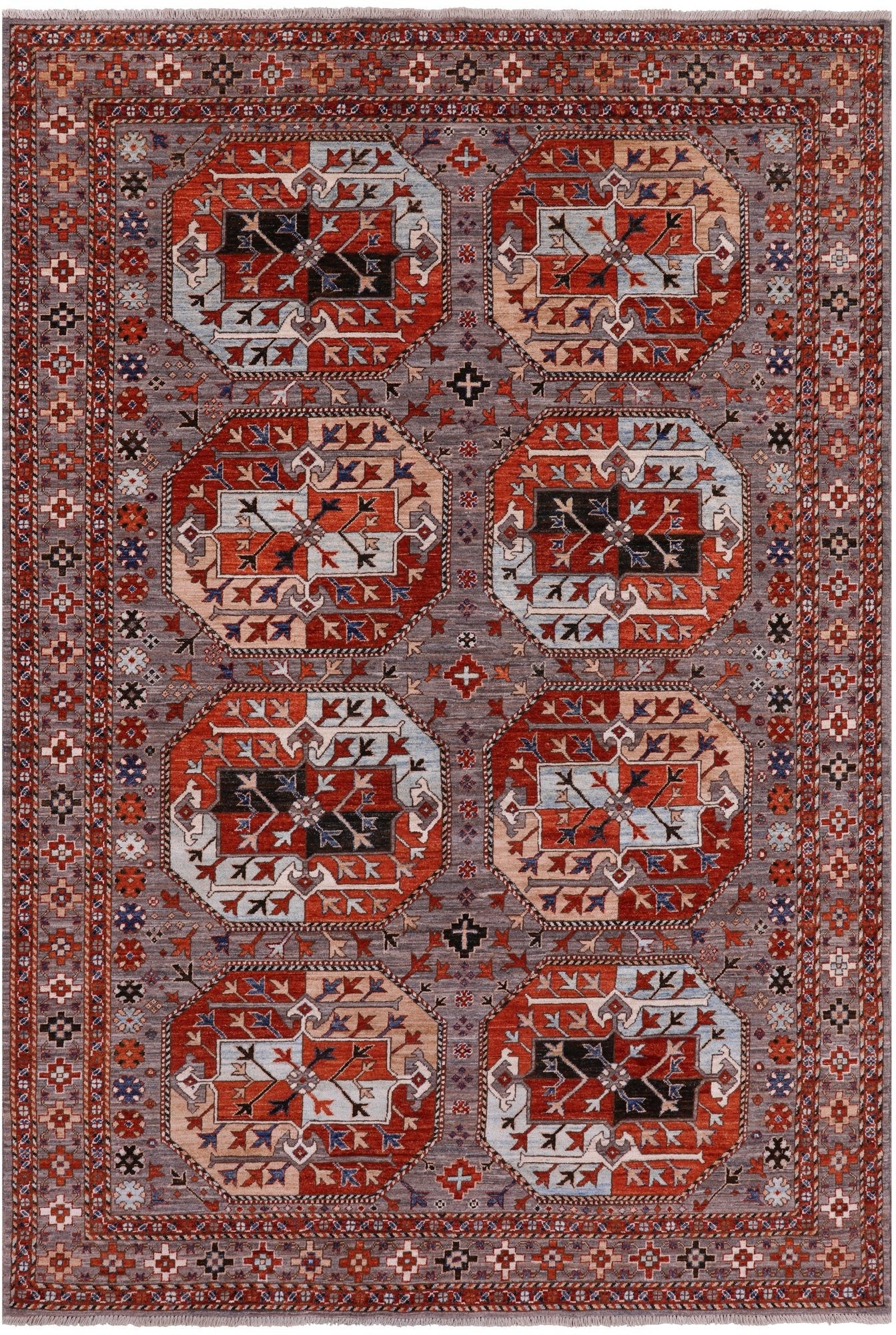 Turkmen Ersari Hand Knotted Wool Rug - 6' 2" X 8' 11" - Golden Nile