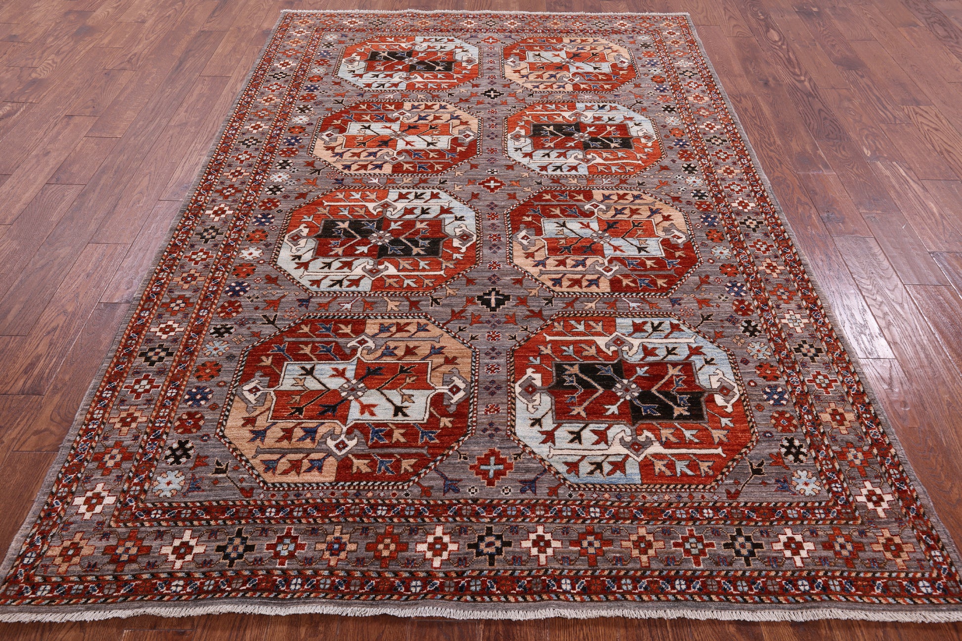 Turkmen Ersari Hand Knotted Wool Rug - 6' 2" X 8' 11" - Golden Nile