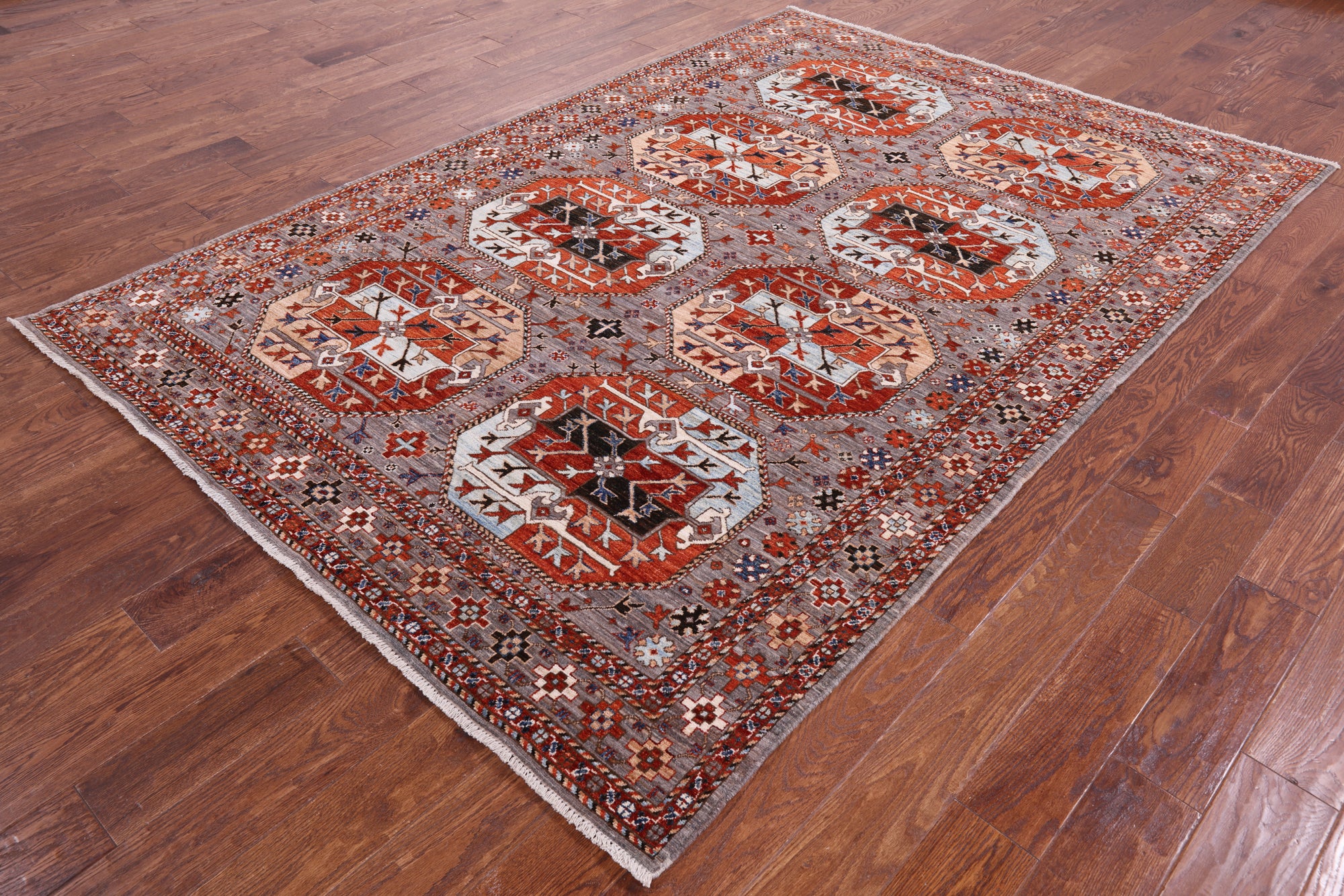 Turkmen Ersari Hand Knotted Wool Rug - 6' 2" X 8' 11" - Golden Nile