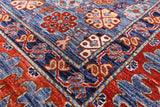 Blue Turkmen Ersari Hand Knotted Wool Rug - 8' 0" X 9' 11" - Golden Nile