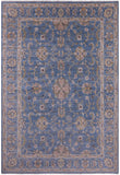 Blue Peshawar Hand Knotted Wool Rug - 6' 8" X 9' 8" - Golden Nile