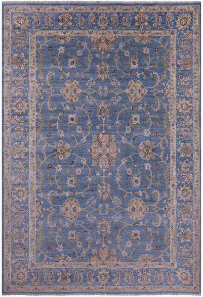 Blue Peshawar Hand Knotted Wool Rug - 6' 8" X 9' 8" - Golden Nile