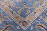 Blue Peshawar Hand Knotted Wool Rug - 6' 8" X 9' 8" - Golden Nile