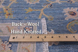 Blue Peshawar Hand Knotted Wool Rug - 6' 8" X 9' 8" - Golden Nile