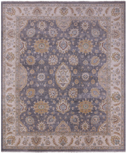 Grey Peshawar Handmade Wool Rug - 8' 1" X 9' 6" - Golden Nile