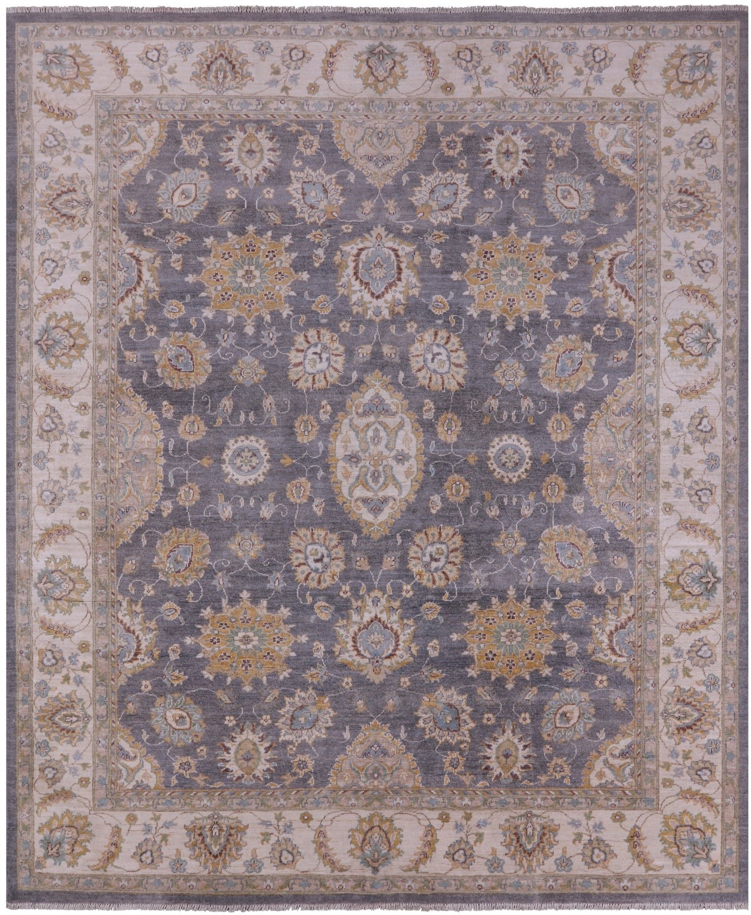 Grey Peshawar Handmade Wool Rug - 8' 1" X 9' 6" - Golden Nile