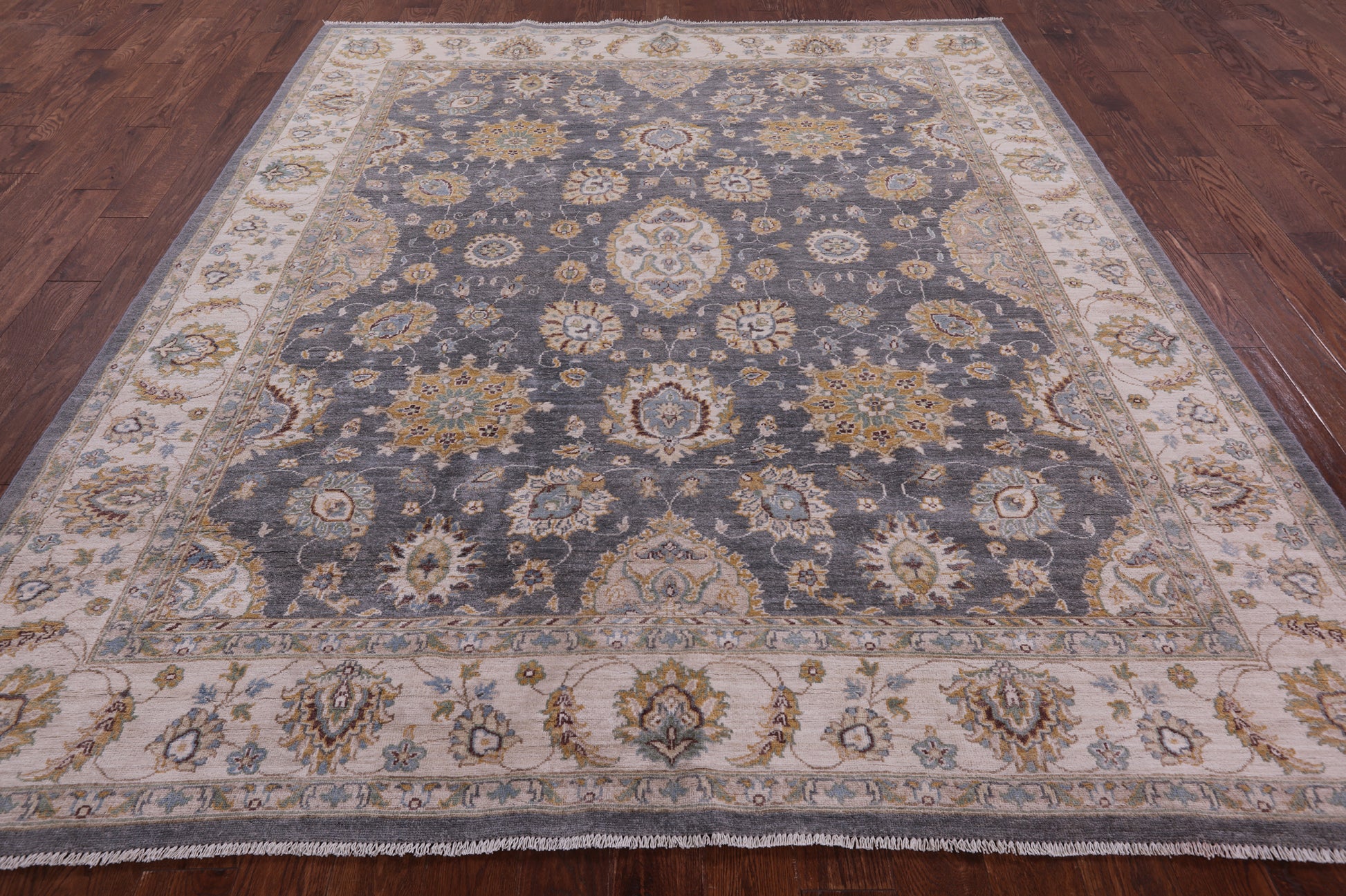 Grey Peshawar Handmade Wool Rug - 8' 1" X 9' 6" - Golden Nile